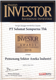 PT Selamat Sempurna Tbk (SMSM) records the achievement of receiving the Investor Awards 2016